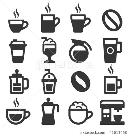 Coffee Icons Set on White Background. Vector Coffee Icons Set on White Background. Vector 41615468