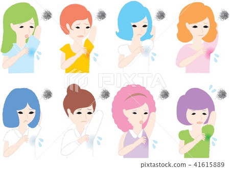 患有腋窩汗漬的婦女 41615889