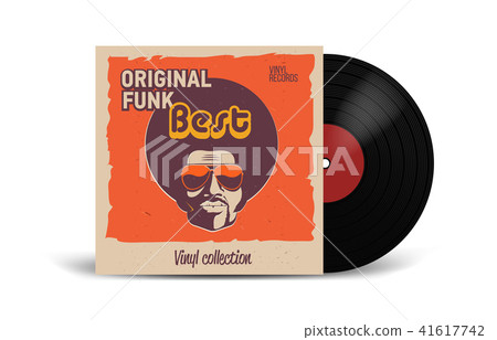 Realistic Vinyl Record with Cover Mockup. Disco party. Retro design. Front view. 41617742