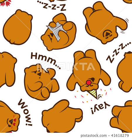 Seamless pattern with cute funny bears - reading, thinking, celebrating, sleeping and saying Hello 41618279