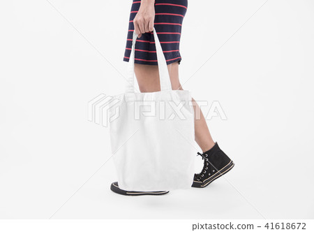 holding bag canvas fabric mockup blank template 41618672