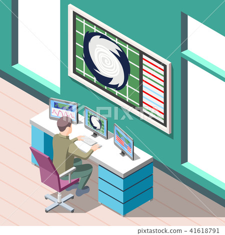 Weather Forecaster Isometric Background 41618791