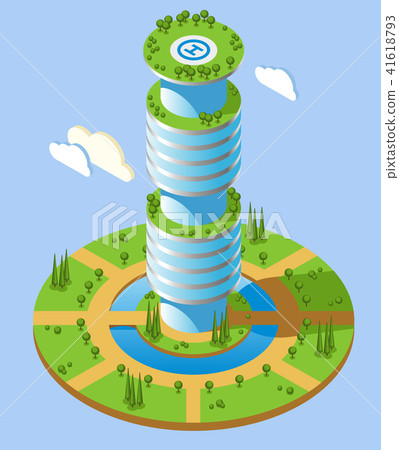 Isometric Futuristic Skyscrapers Background 41618793