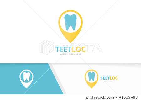 Vector tooth and map pointer logo combination. Dental and gps locator symbol or icon. Unique dentist Vector tooth and map pointer logo combination. Dental and gps locator symbol or icon. Unique dentist 41619488