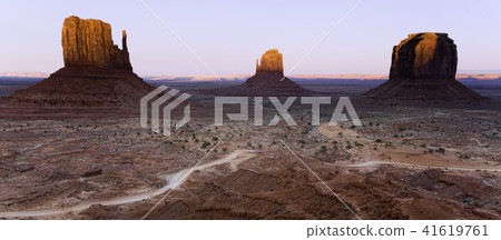 Monument Valley, Arizona and Utah, glowing sunset Monument Valley, Arizona and Utah, glowing sunset 41619761