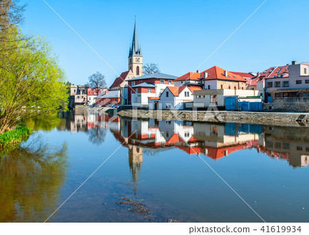 Panoramic view of Ledec nad Sazavou town with St. Peter's and Paul's Church, Czech Republic Panoramic view of Ledec nad Sazavou town with St. Peter's and Paul's Church, Czech Republic 41619934