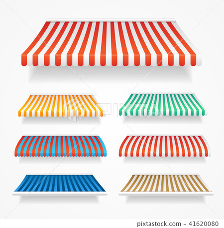 Realistic Detailed 3d Color Awnings Set. Vector 41620080