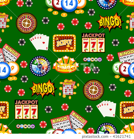 Casino gambling win luck fortune gamble play game seamless pattern background risk chance icons 41621741