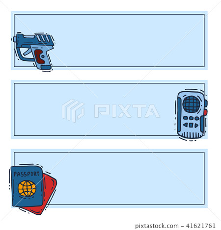 Spy icons vector cartoon detective set mafia agent binoculars or spyglass for spying or secret 41621761