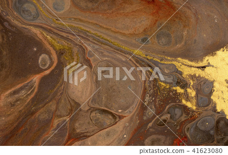 Marble abstract acrylic background. Marbling artwork texture. Agate ripple pattern. Gold powder. 41623080