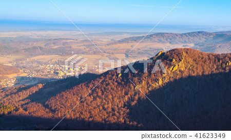 Frydlatske cimburi granite rock formation on the ridge in the middle of beech forest of Jizera Frydlatske cimburi granite rock formation on the ridge in the middle of beech forest of Jizera 41623349
