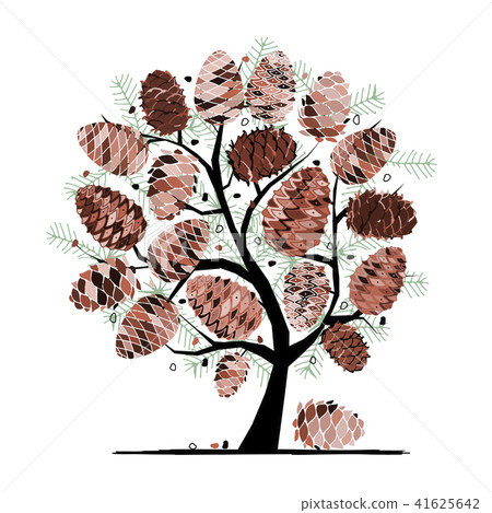 Cedar cone background, sketch for your design 41625642