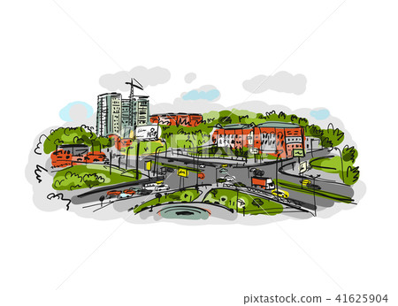 Sketch of traffic road in city for your design 41625904