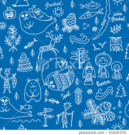 Travel to Baikal, Russia. Seamless pattern 41626359