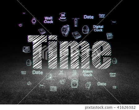 Timeline concept: Time in grunge dark room Timeline concept: Time in grunge dark room 41626382