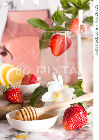 Drink strawberry with mint in glasses Drink strawberry with mint in glasses 41626825