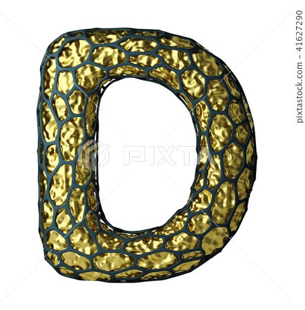 Golden shining metallic 3D with black cage symbol capital letter D - uppercase isolated on white Golden shining metallic 3D with black cage symbol capital letter D - uppercase isolated on white 41627290
