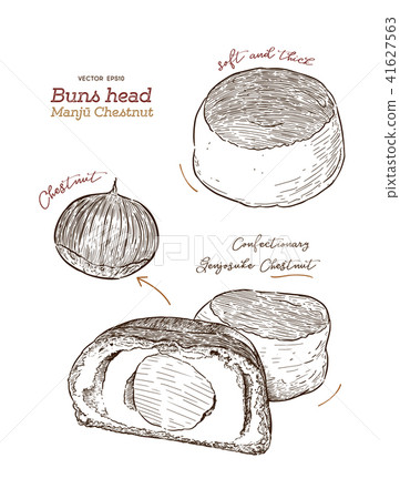 Kurimanju, traditional Japanese confectioneries. Kurimanju, traditional Japanese confectioneries. 41627563