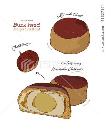 Kurimanju, traditional Japanese confectioneries. Kurimanju, traditional Japanese confectioneries. 41627564