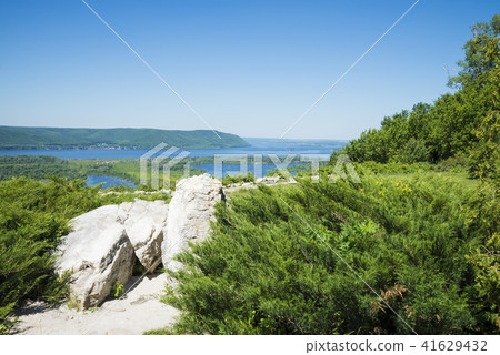 Panoramic view of the river Volga from a helicopter platform the city of Samara Russia. Panoramic view of the river Volga from a helicopter platform the city of Samara Russia. 41629432