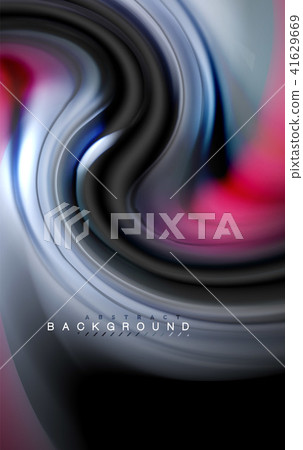 Fluid liquid colors design, colorful marble or plastic wavy texture background, glowing multicolored 41629669