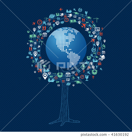 Global technology communication tree concept - Stock Illustration ...