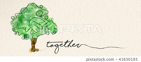 Watercolor hand tree web banner concept 41630193