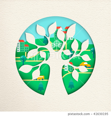 Green tree with eco friendly city for nature help Green tree with eco friendly city for nature help 41630195