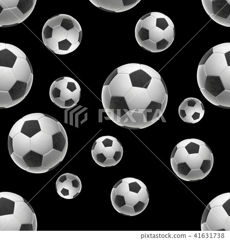 Soccer-balls isolated on black background seamless pattern 3d illustration 41631738