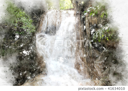 Mountain hill on watercolor painting background. Mountain hill on watercolor painting background. 41634010