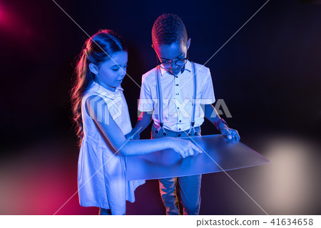 Content girl imagining pressing the button 41634658