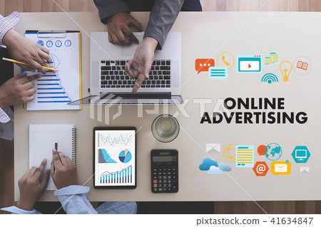ONLINE ADVERTISING Business team hands at work 41634847
