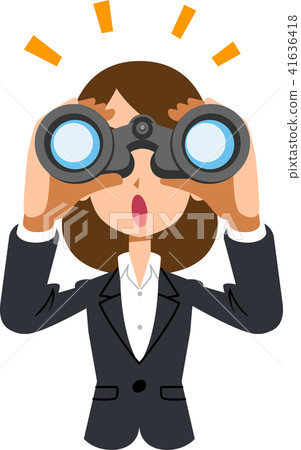 Working female business woman looking into binoculars and noticing something Working female business woman looking into binoculars and noticing something 41636418