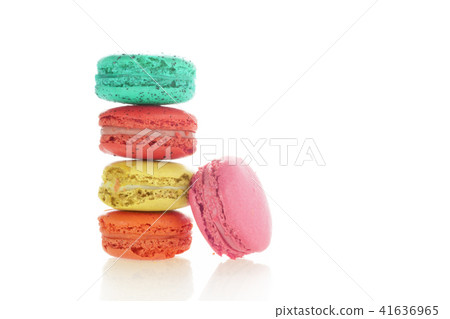 Colorful french macarons on white background. Colorful french macarons on white background. 41636965