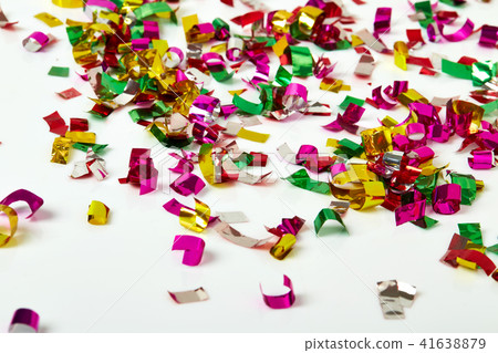 close up of confetti on white background close up of confetti on white background 41638879