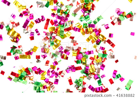 close up of confetti on white background close up of confetti on white background 41638882