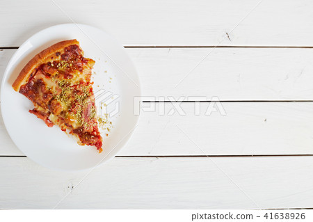 Top view of Italian rustic one slice pizza 41638926