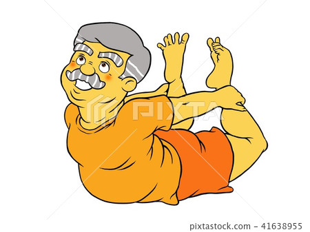 Senior men doing diet yoga, posing bows Senior men doing diet yoga, posing bows 41638955