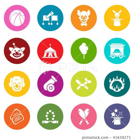 Circus icons set colorful circles vector 41639271