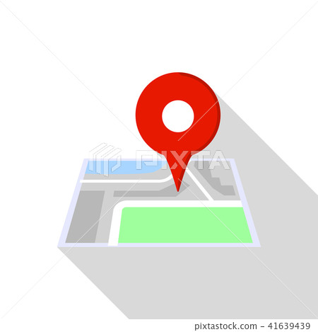 Building pin map icon, flat style - Stock Illustration [41639439] - PIXTA