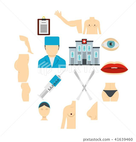 Plastic surgeon icons set in flat style 41639460
