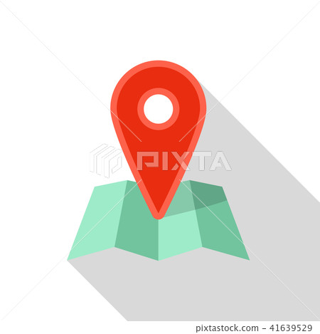 Red pin map icon, flat style - Stock Illustration [41639529] - PIXTA