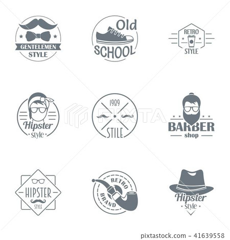 Hipster world logo set, simple style Hipster world logo set, simple style 41639558