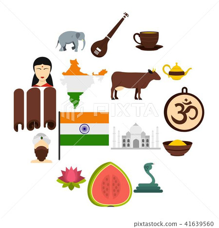 India travel icons set in flat style India travel icons set in flat style 41639560