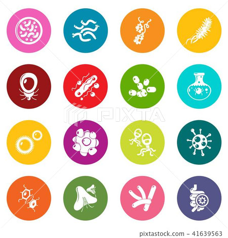 Virus bacteria icons set colorful circles vector-插圖素材 [41639563] - PIXTA圖庫