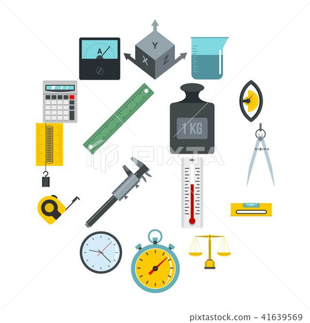 Measure precision icons set in flat style - Stock Illustration ...