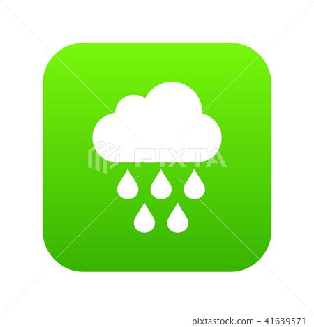 Cloud with rain drops icon digital green Cloud with rain drops icon digital green 41639571