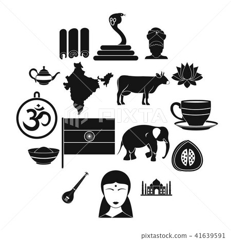 India travel icons set, simple style India travel icons set, simple style 41639591