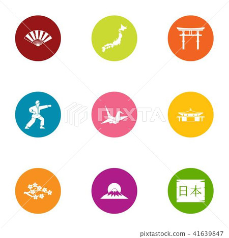 Life in Japan icons set, flat style Life in Japan icons set, flat style 41639847