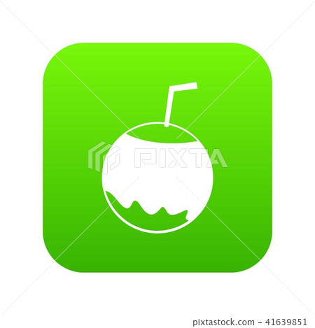 Coconut with straw icon digital green Coconut with straw icon digital green 41639851